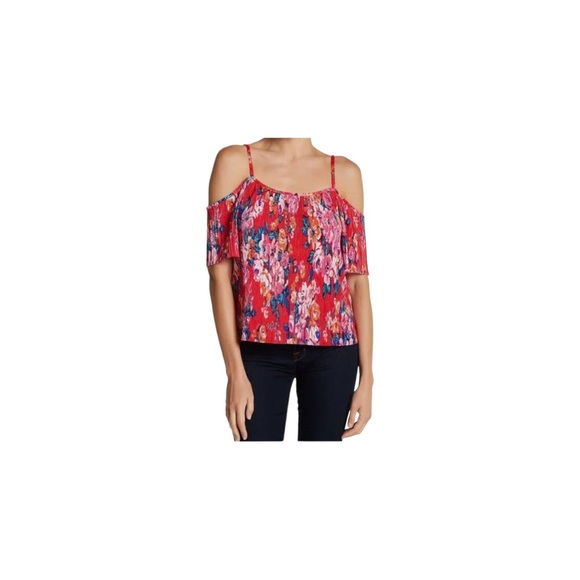 HIP Nordstrom brand size Small Top Poppy Floral Open Shoulder - Picture 1 of 7